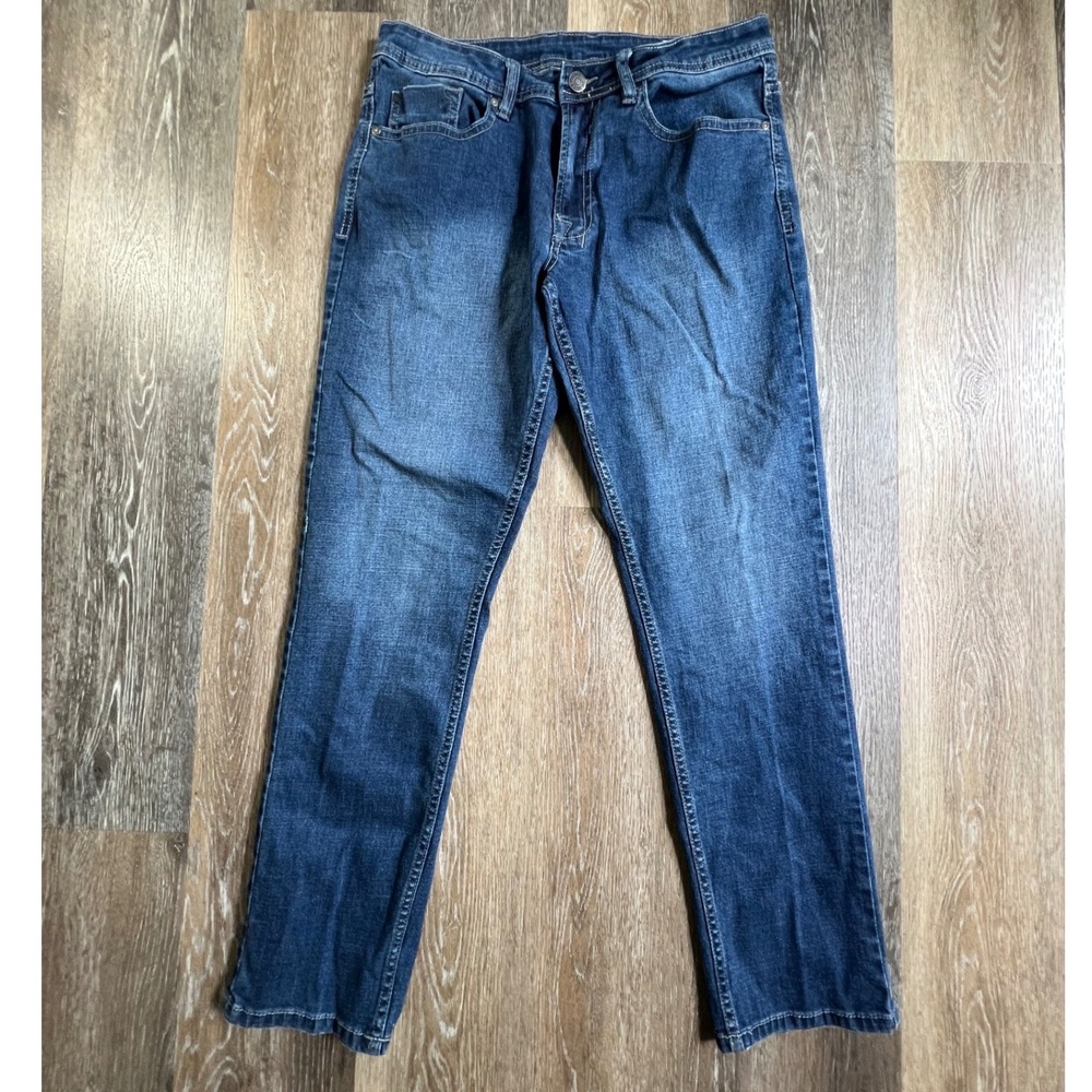 Buffalo Jackson-X Straight Stretch Jeans Mens 34x32 Blue Denim Pants